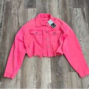 Pink Denim Cropped Jacket
